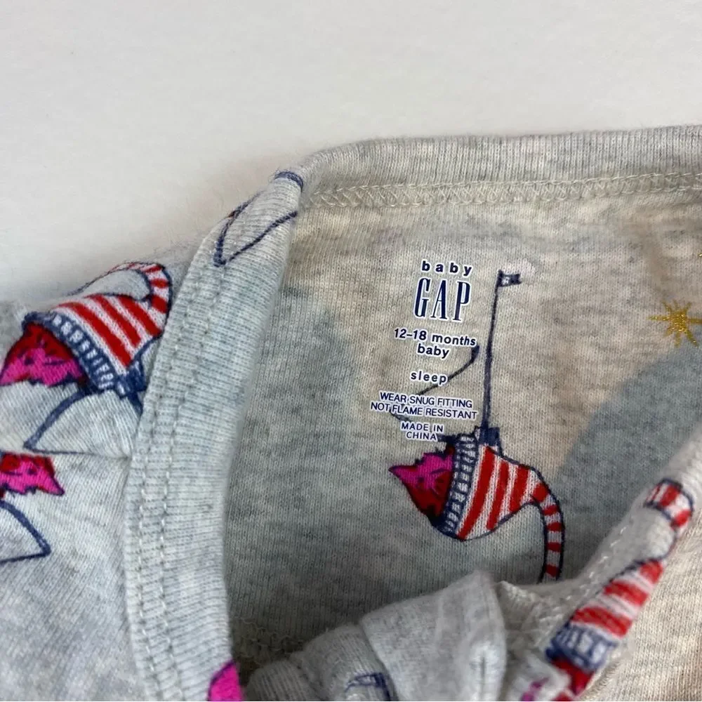 Baby Gap Onesie Pajamas  Santa Flamingo 12-18 months NWT